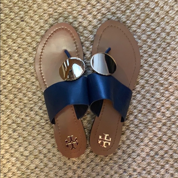 Tory Burch Shoes - Tory Burch navy and gold sandals